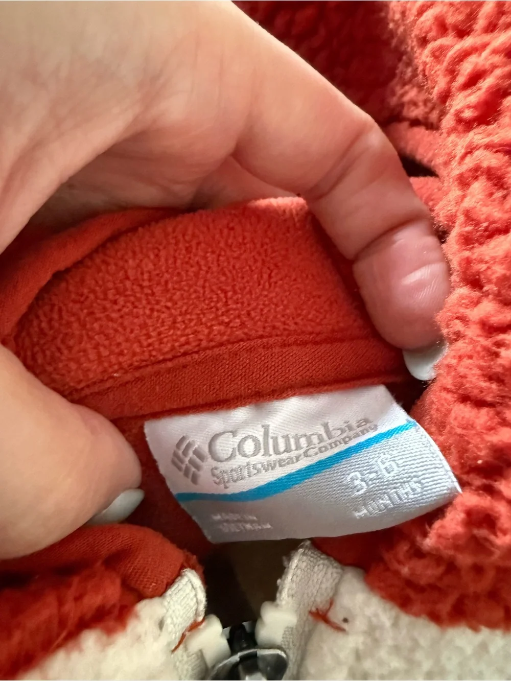 Columbia Kids Red and Cream Sherpa Zip Hoodie with Fox-Ear Hood